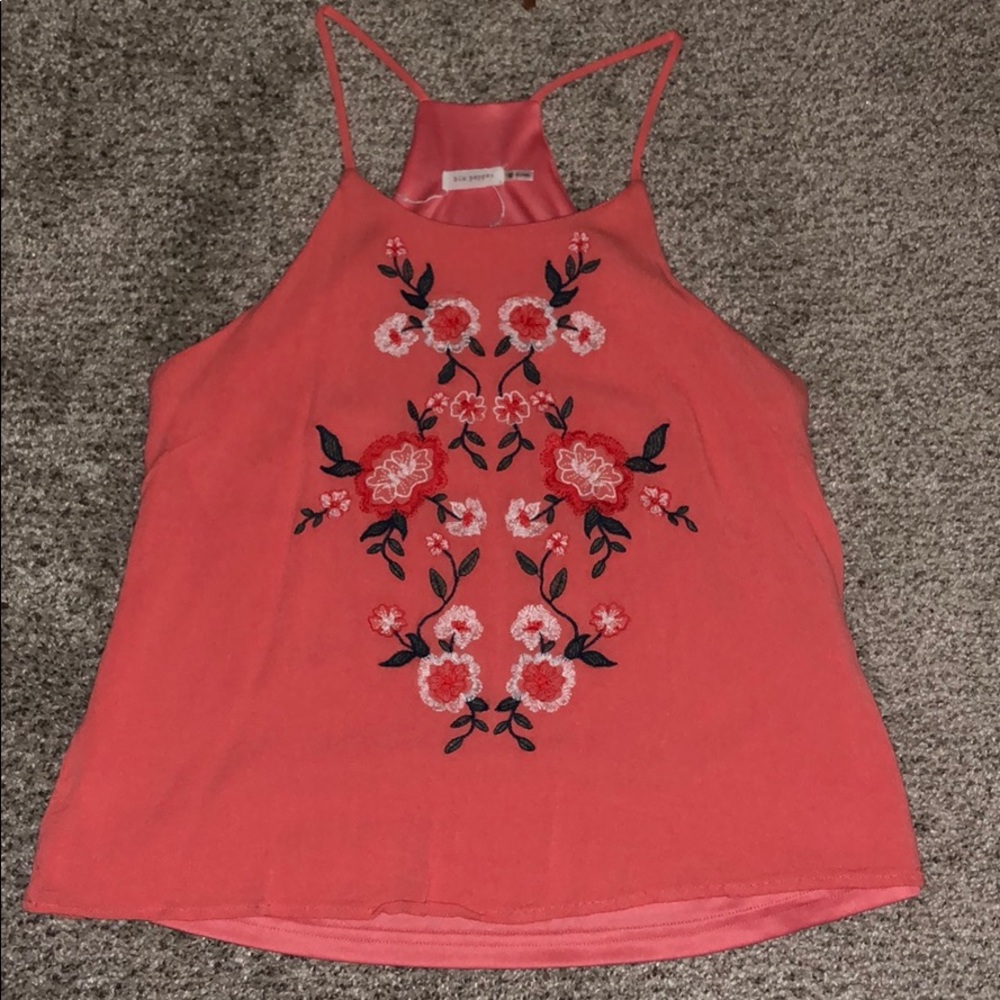 Peach embroidered razor back